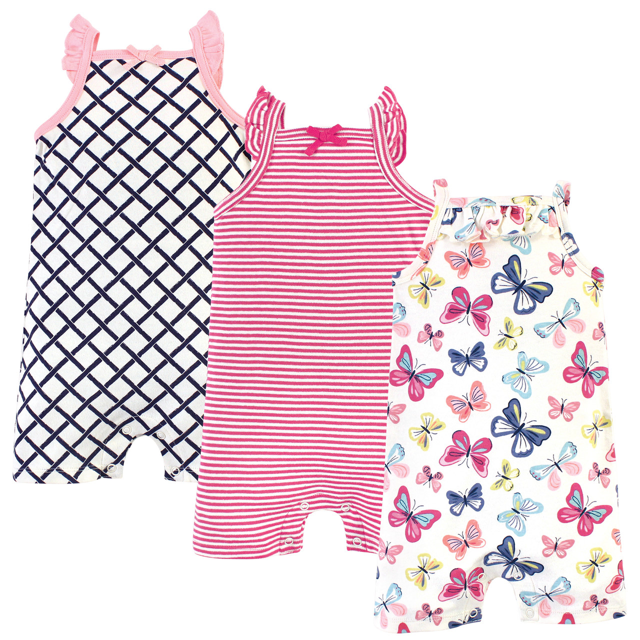 Touched By Nature Unisex Baby Organic Cotton Rompers Bright