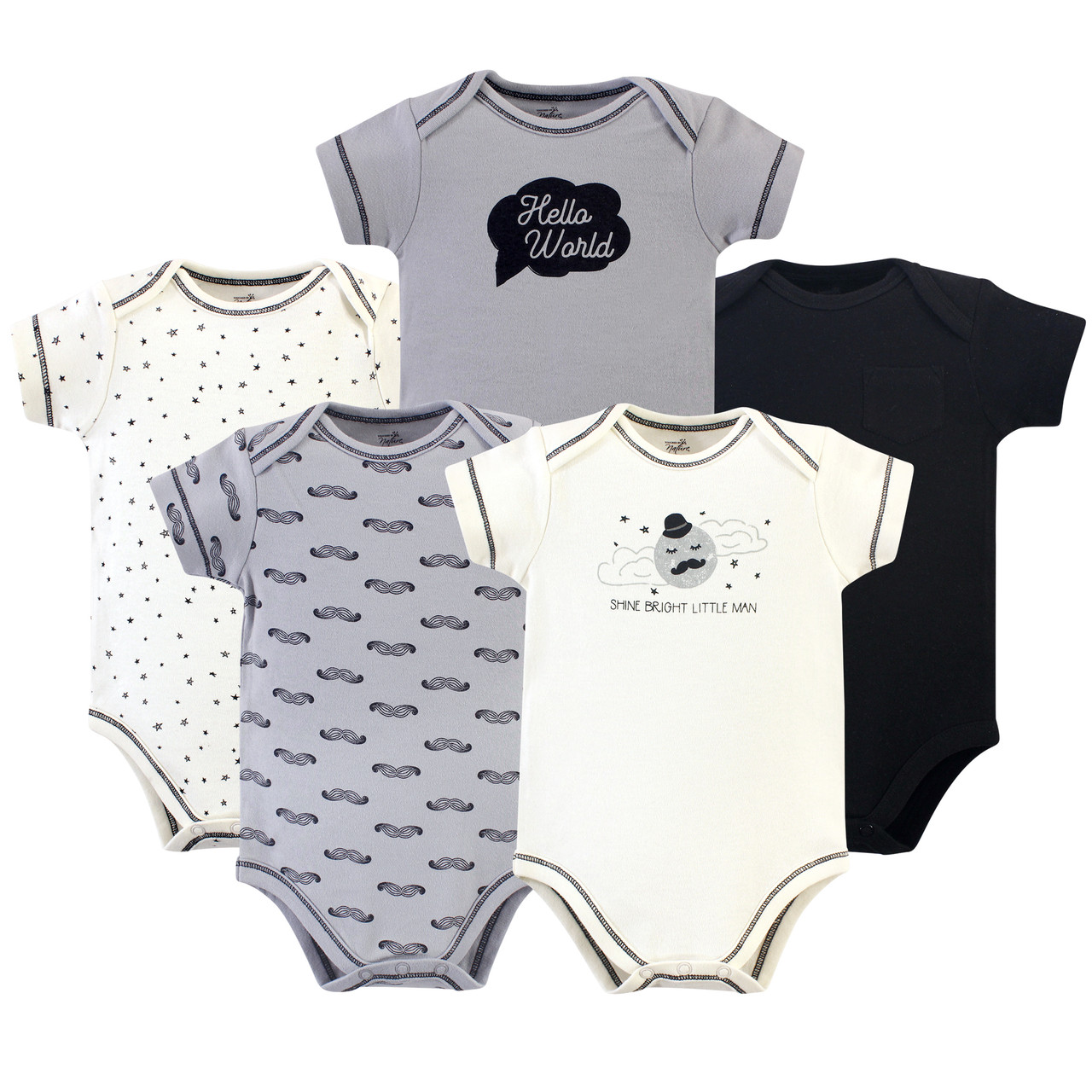 Touched By Nature Unisex Baby Organic Cotton Bodysuits Mr Moon