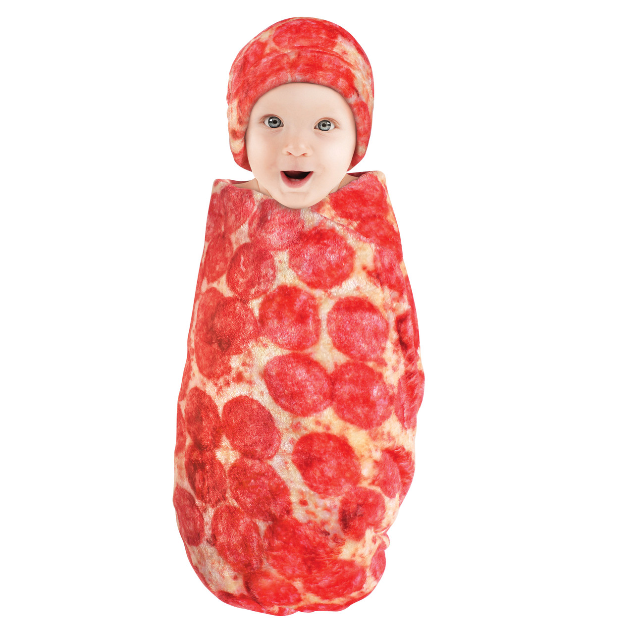 Hudson Baby Plush Food Burrito or Pizza Blanket and Cap, Pepperoni