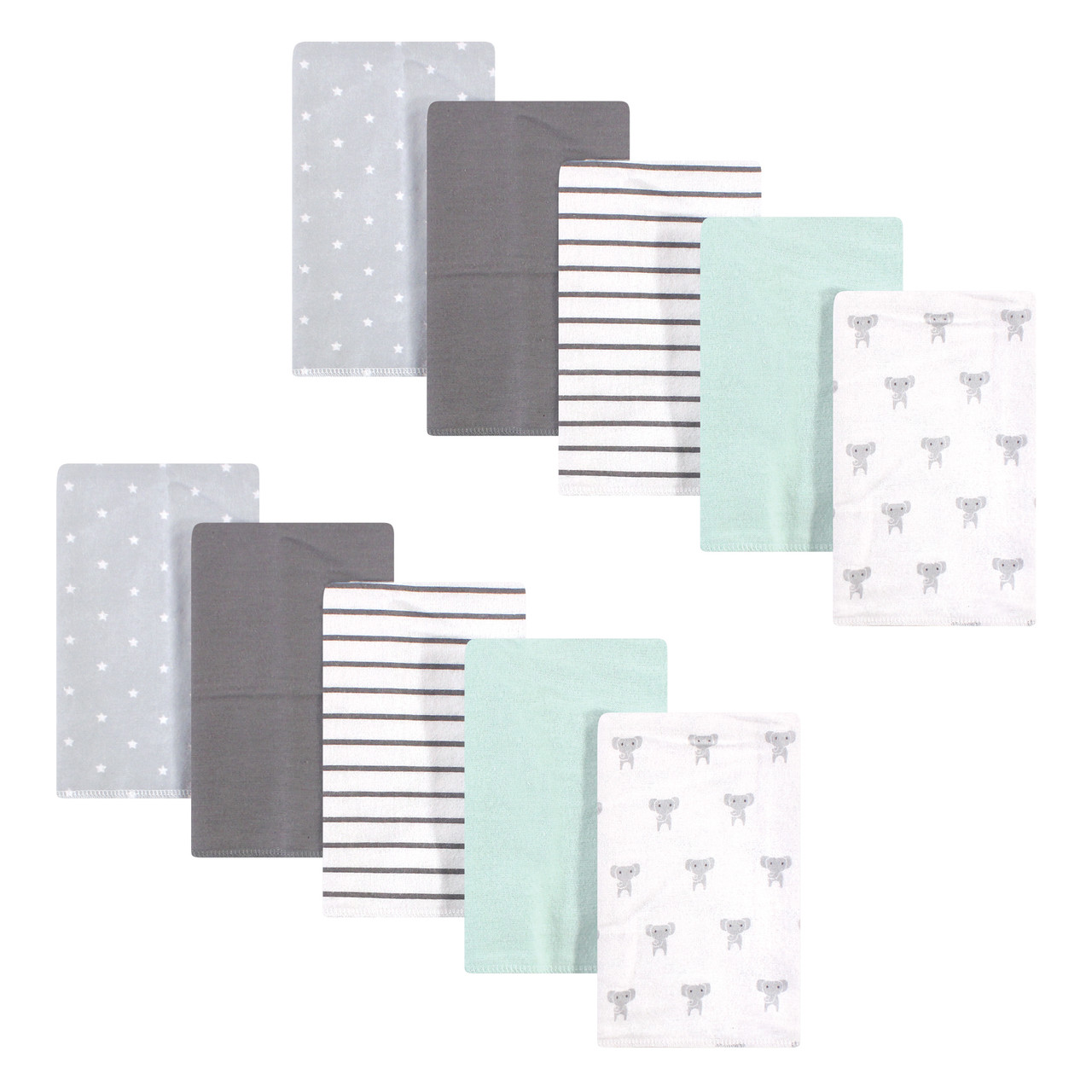 Hudson Baby Cotton Flannel Burp Cloths, Modern Elephant Hudson