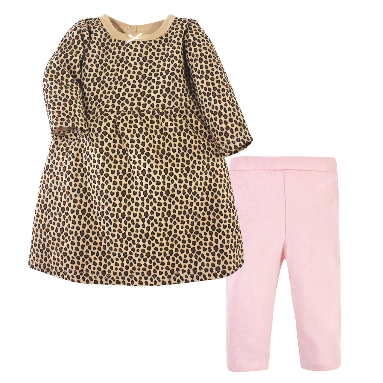 Hudson Baby Quilted Cotton Dress and Leggings, Leopard Pink - Hudson  Childrenswear