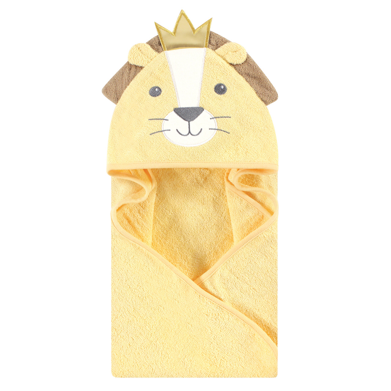 Hudson Baby Unisex Baby Cotton Animal Face Hooded Towel, Yellow