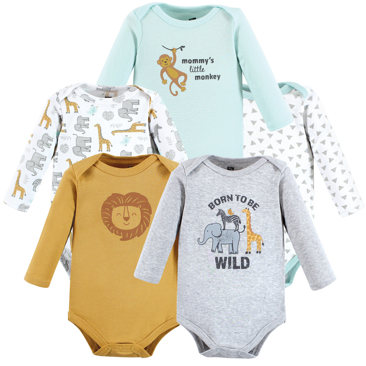 Monkey White Long Sleeve Baby Bodysuit