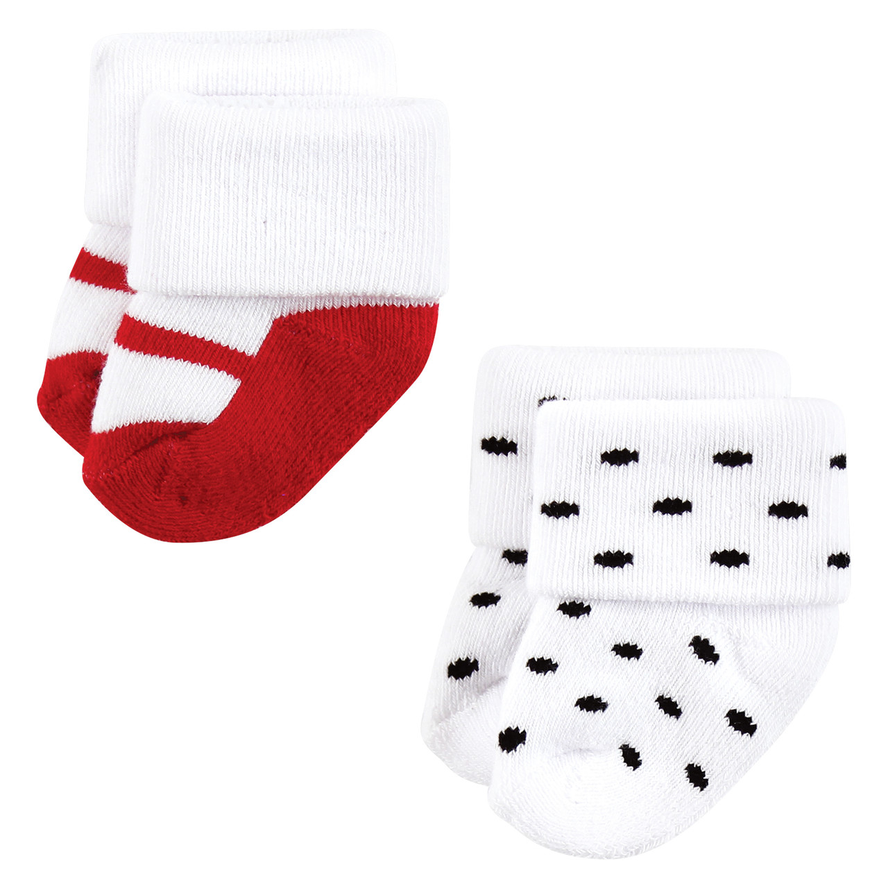 Hudson Baby Cotton Rich Newborn and Terry Socks, Mom and Dad Girl Red