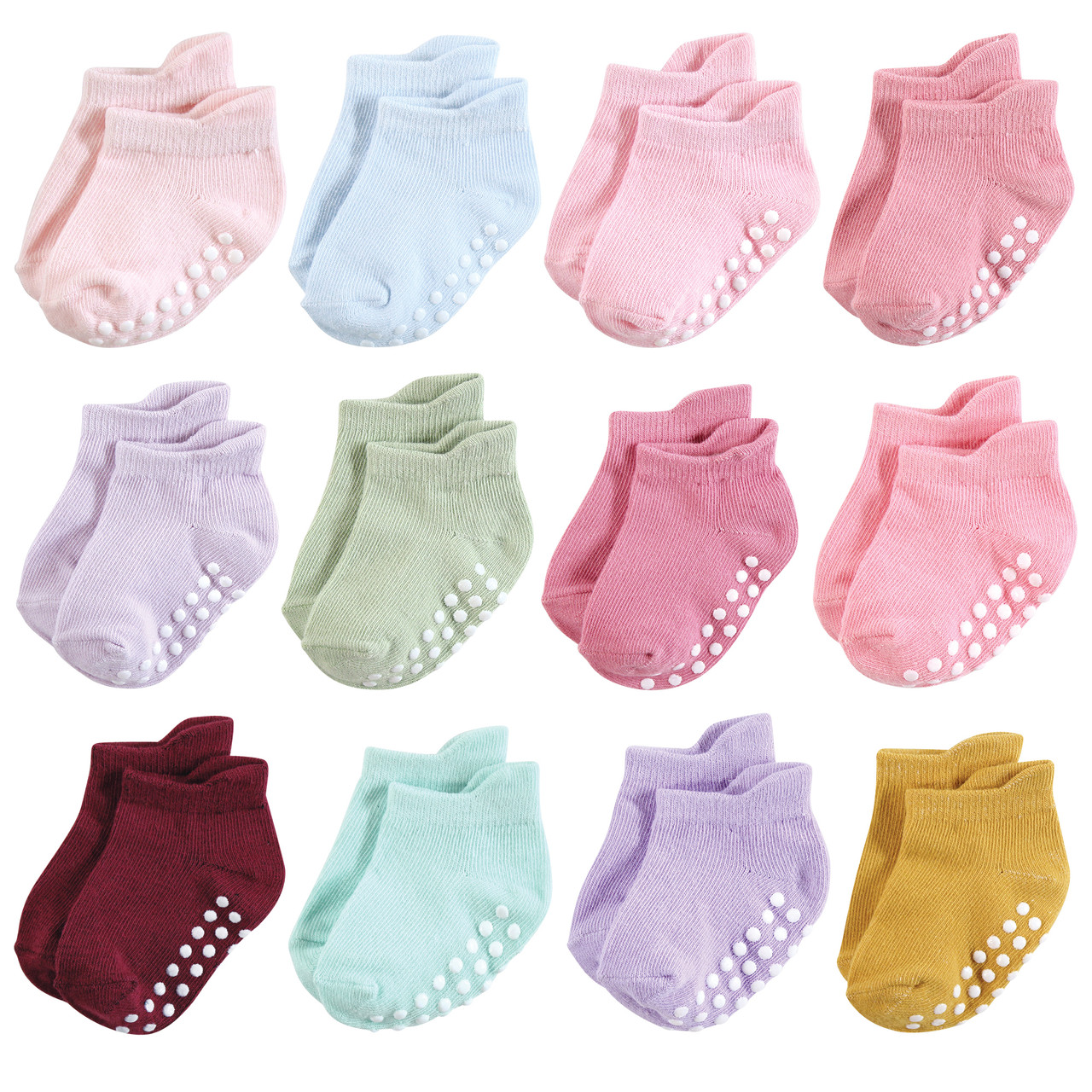 Hudson Baby Non-Skid No-Show Socks, Multi Girl1