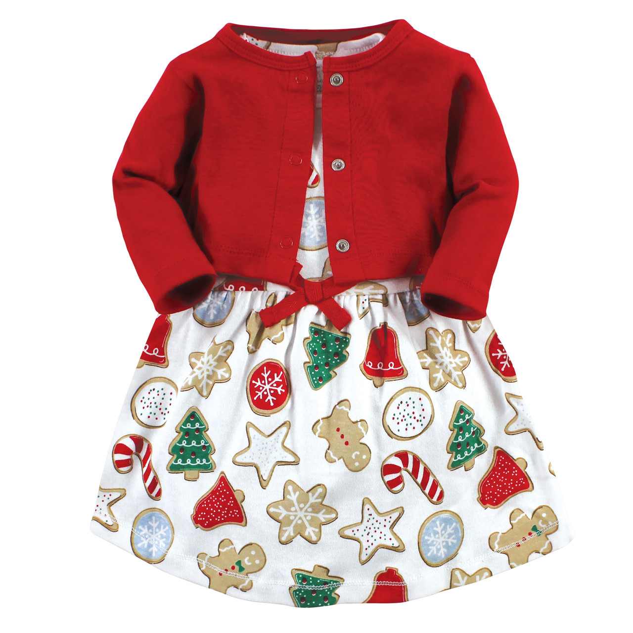 white christmas dresses Touched by Nature Organic Cotton Dress and Cardigan Bows / 0-3 Months