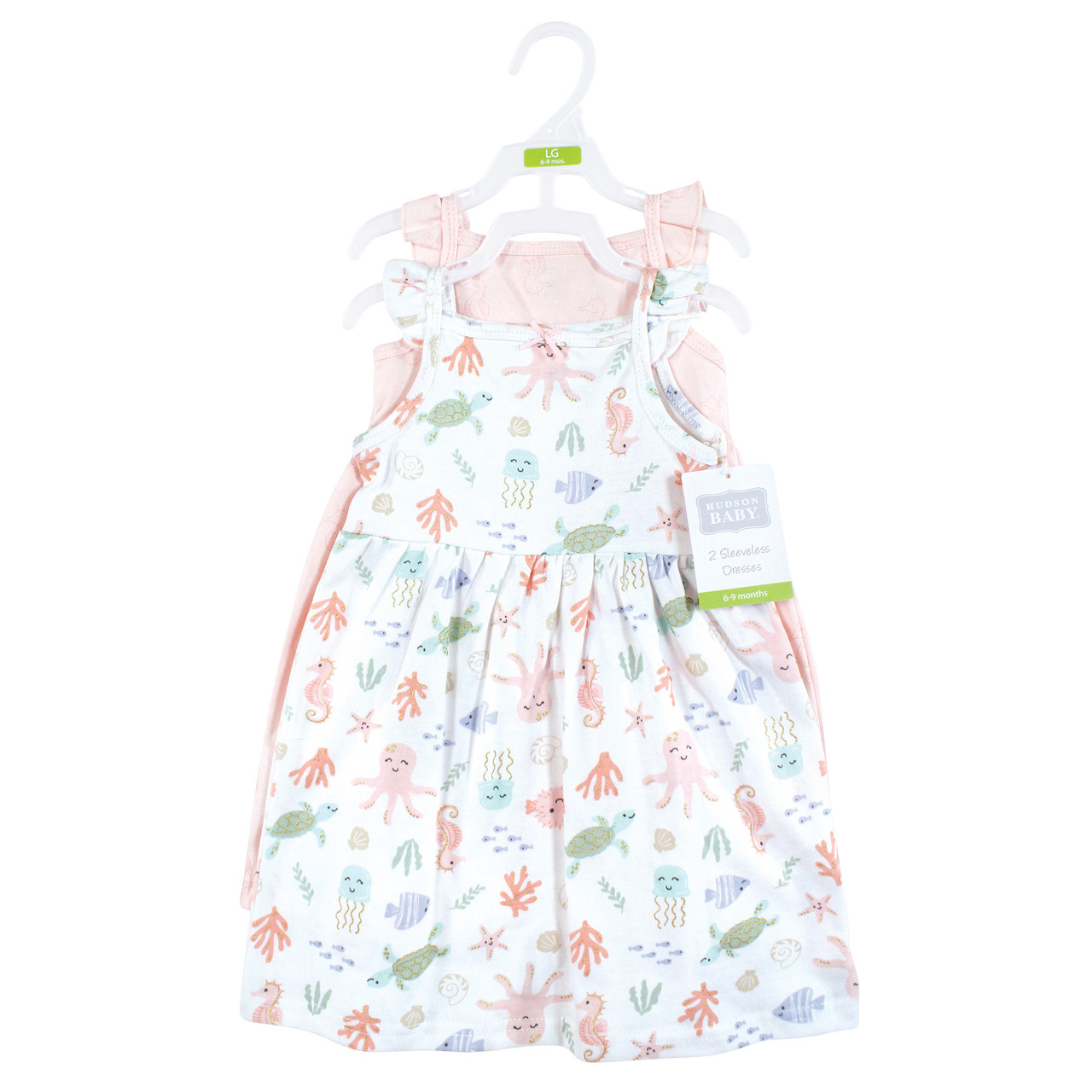 Hudson Baby Infant and Toddler Girl Cotton Dresses, Pastel Sea Hudson