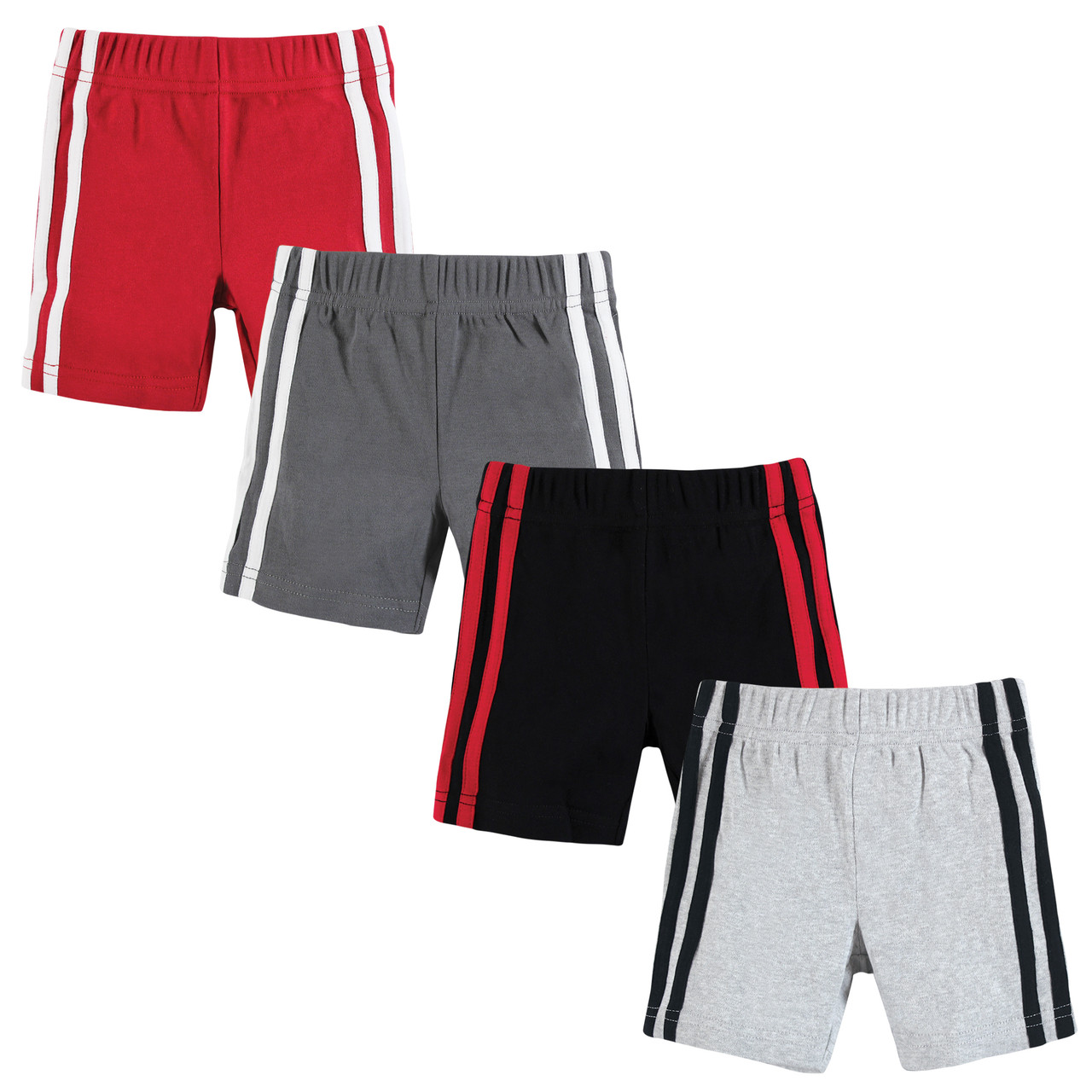 パンツ thetoe Hudson Stripe Short Pants Hudson Baby Shorts Bottoms 4-Pack, Red Black