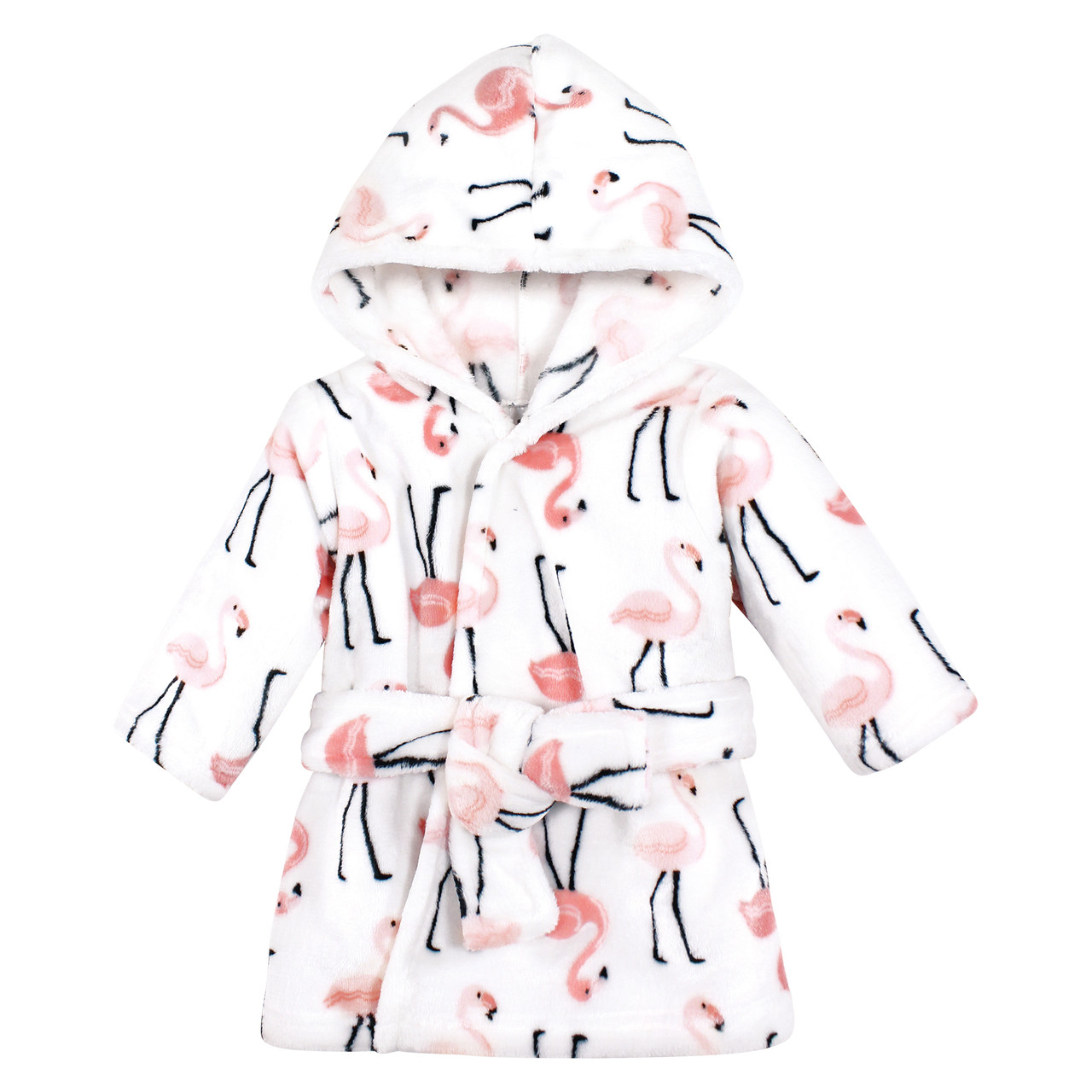 Hudson Baby Plush Animal Face Bathrobe, Pink Flamingo