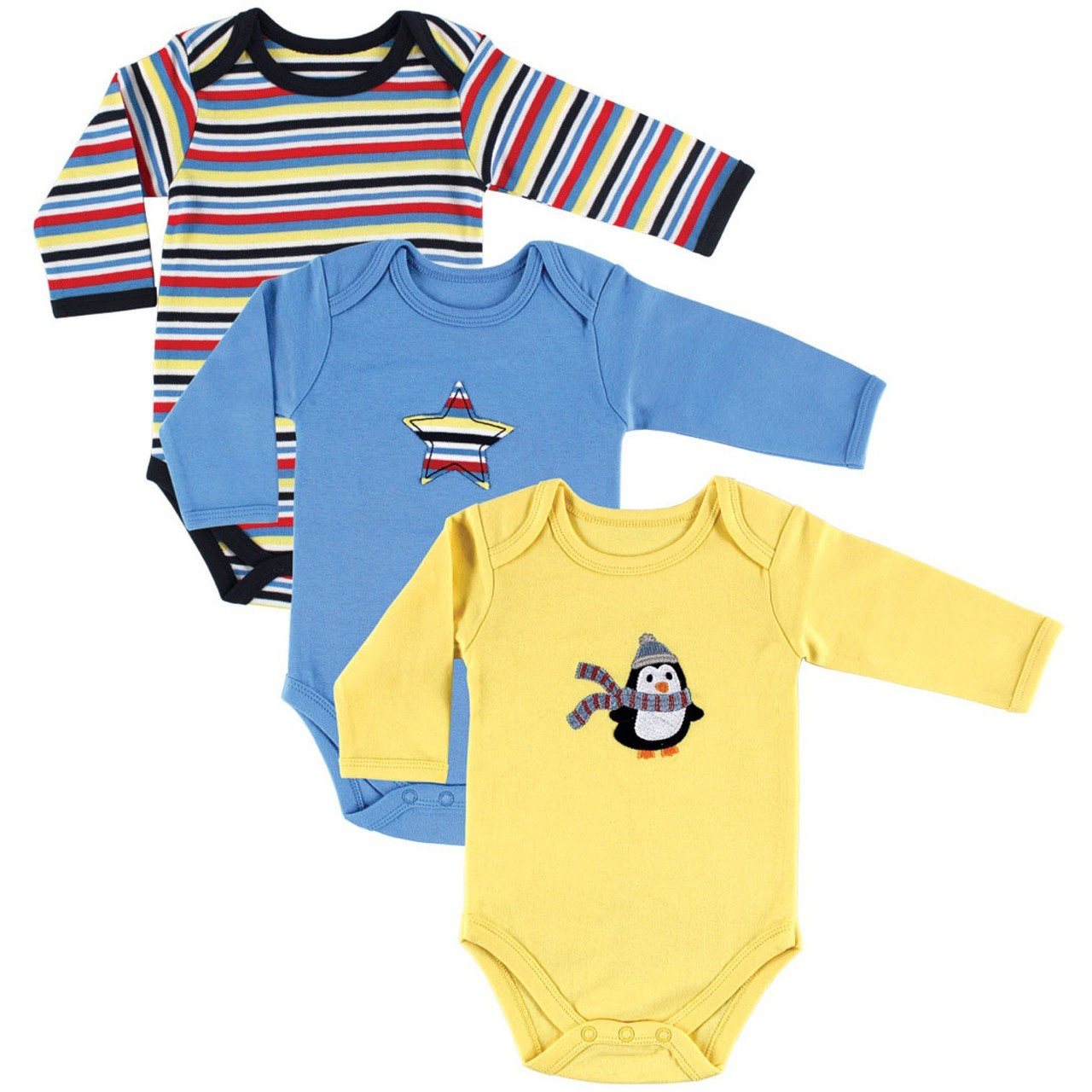 Hudson Baby Long Sleeve Bodysuits, 3-Pack, Penguin | Baby and Toddler ...