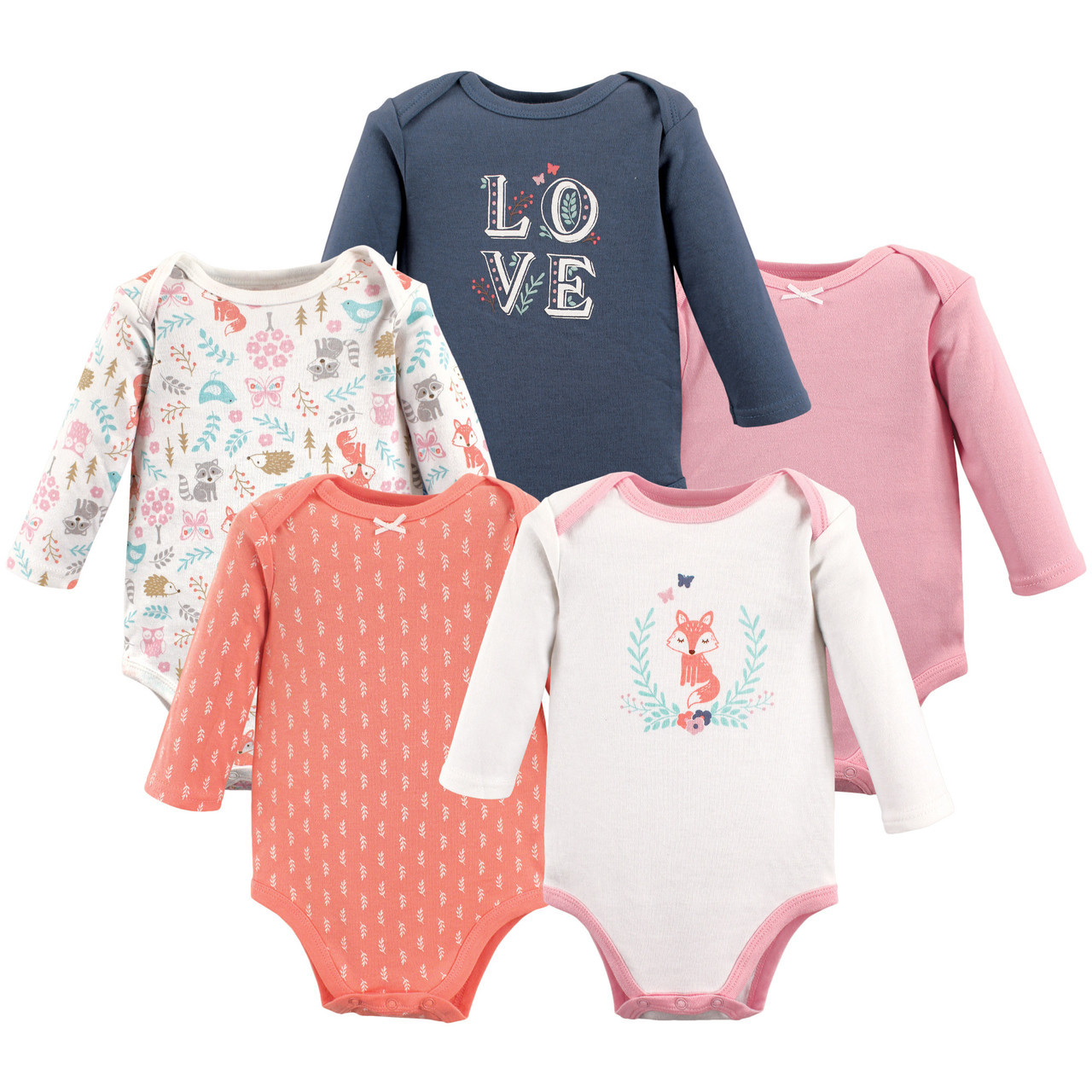 Hudson Baby Long Sleeve Bodysuits 5 Pack Woodland Fox Baby And