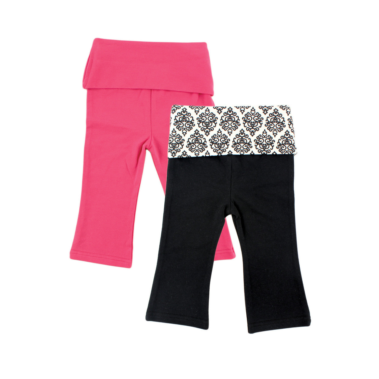 Yoga Sprout Yoga Pants, 2-Pack, Pink and Black Damask  Baby and Toddler  Clothes, Accessories and Essentials