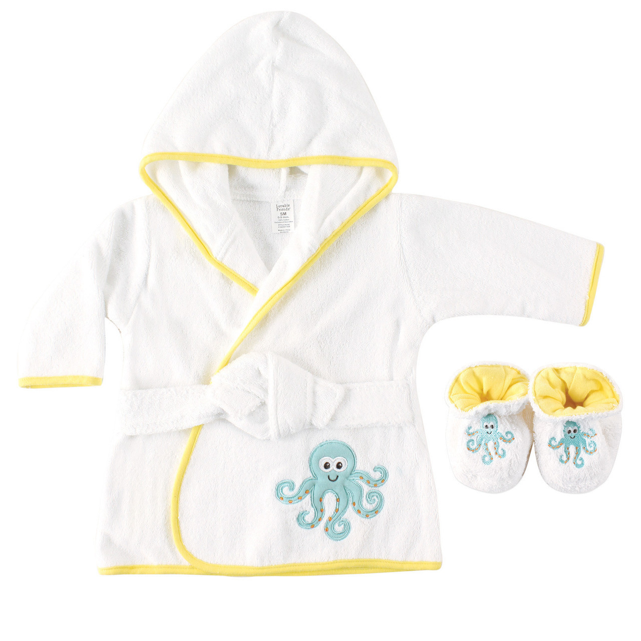 Luvable Friends Bath Robe with Slippers, Octopus and Toddler Clothes, Accessories Essentials