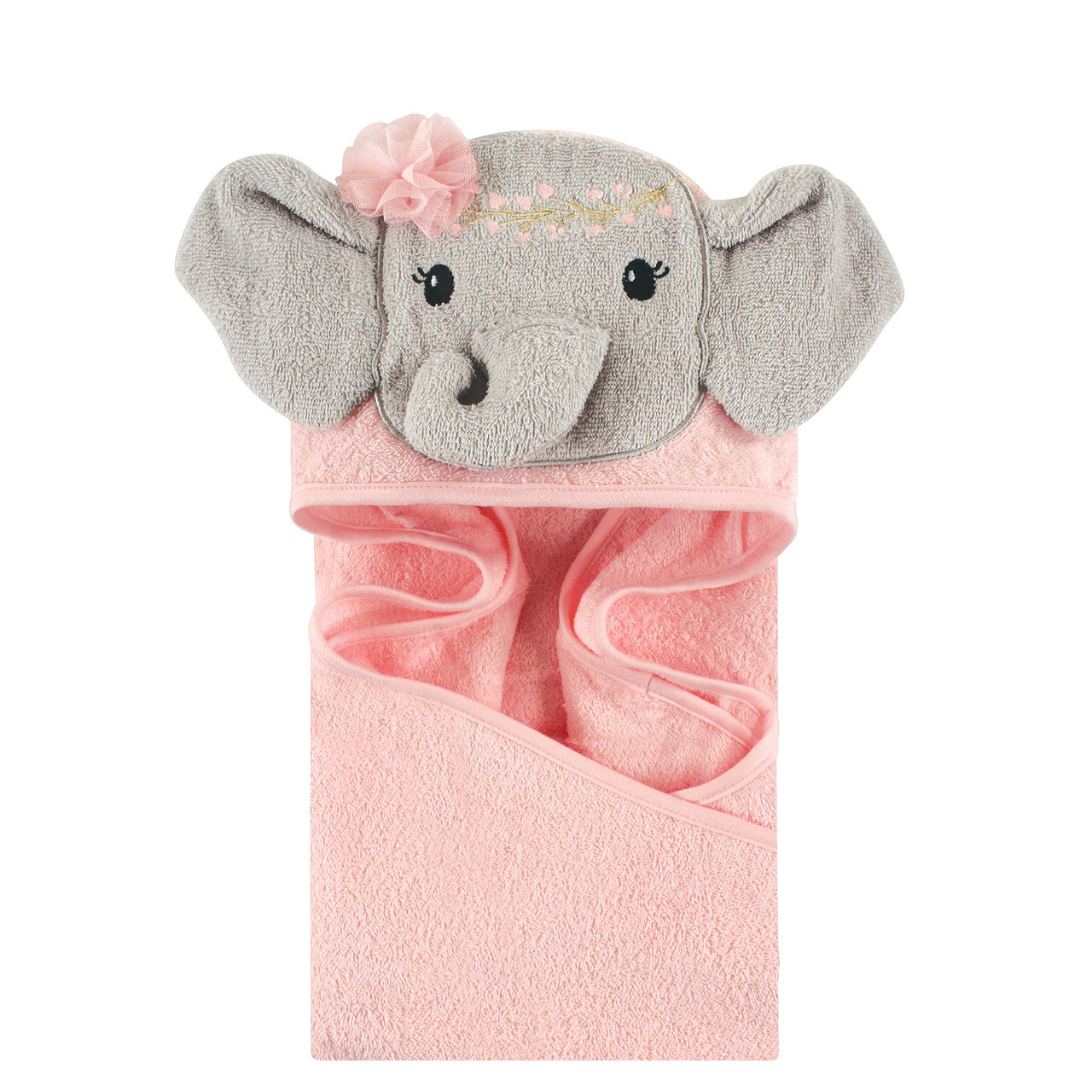 Little Treasure Animal Face Hooded Towel Blossom Elephant Baby