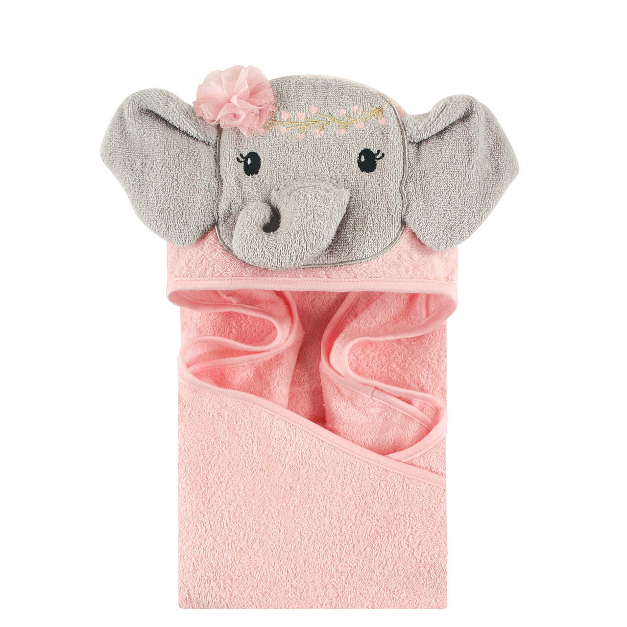 Little Treasure Animal Face Hooded Towel - Floral Elephant