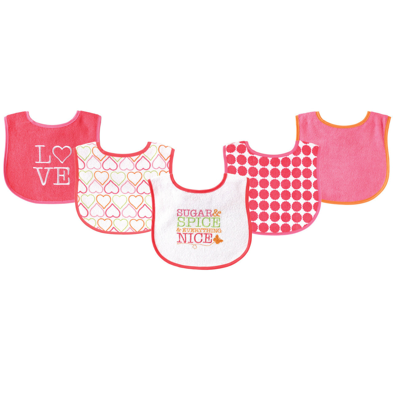 Luvable Friends Drooler Bib 5 Pack Sugar And Spice Baby And