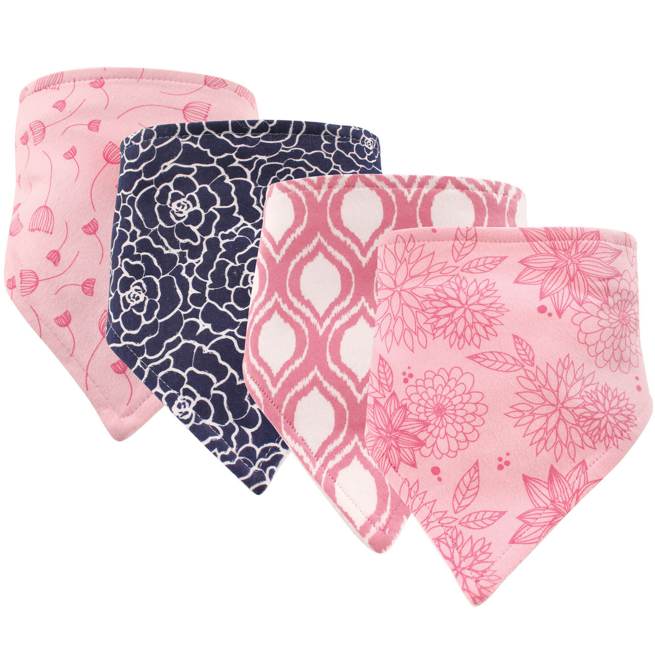 Hudson Baby Bandana Bib, 4Pack, Modern Floral Baby and Toddler