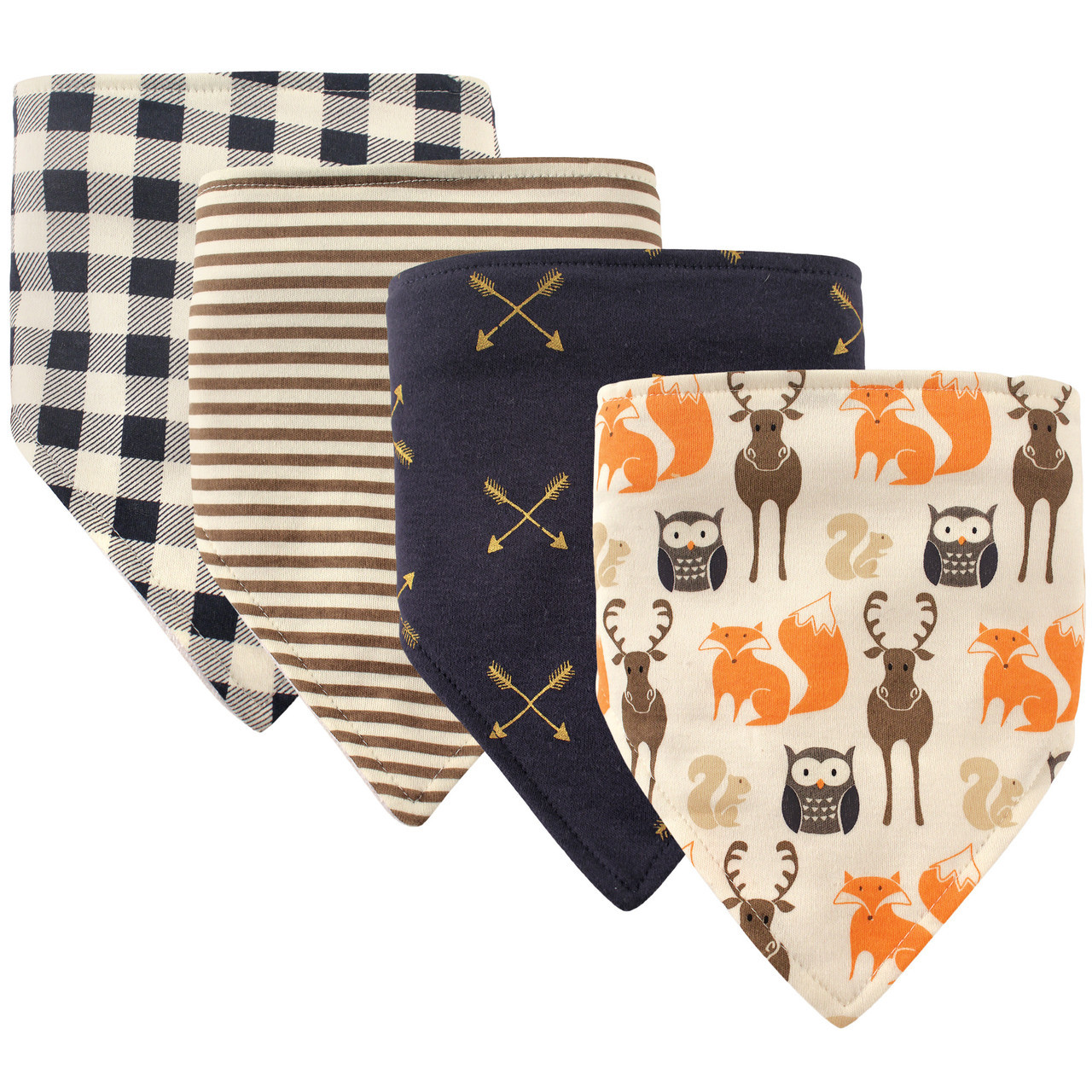 Hudson Baby Bandana Bib, 4Pack, Woodland Creatures Baby and Toddler
