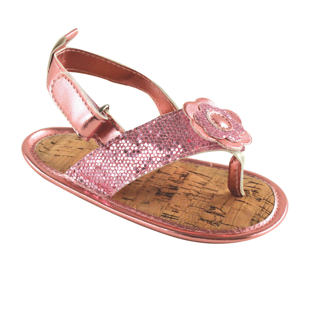 Luvable Friends Sparkly Sandals Light Pink Baby and Toddler