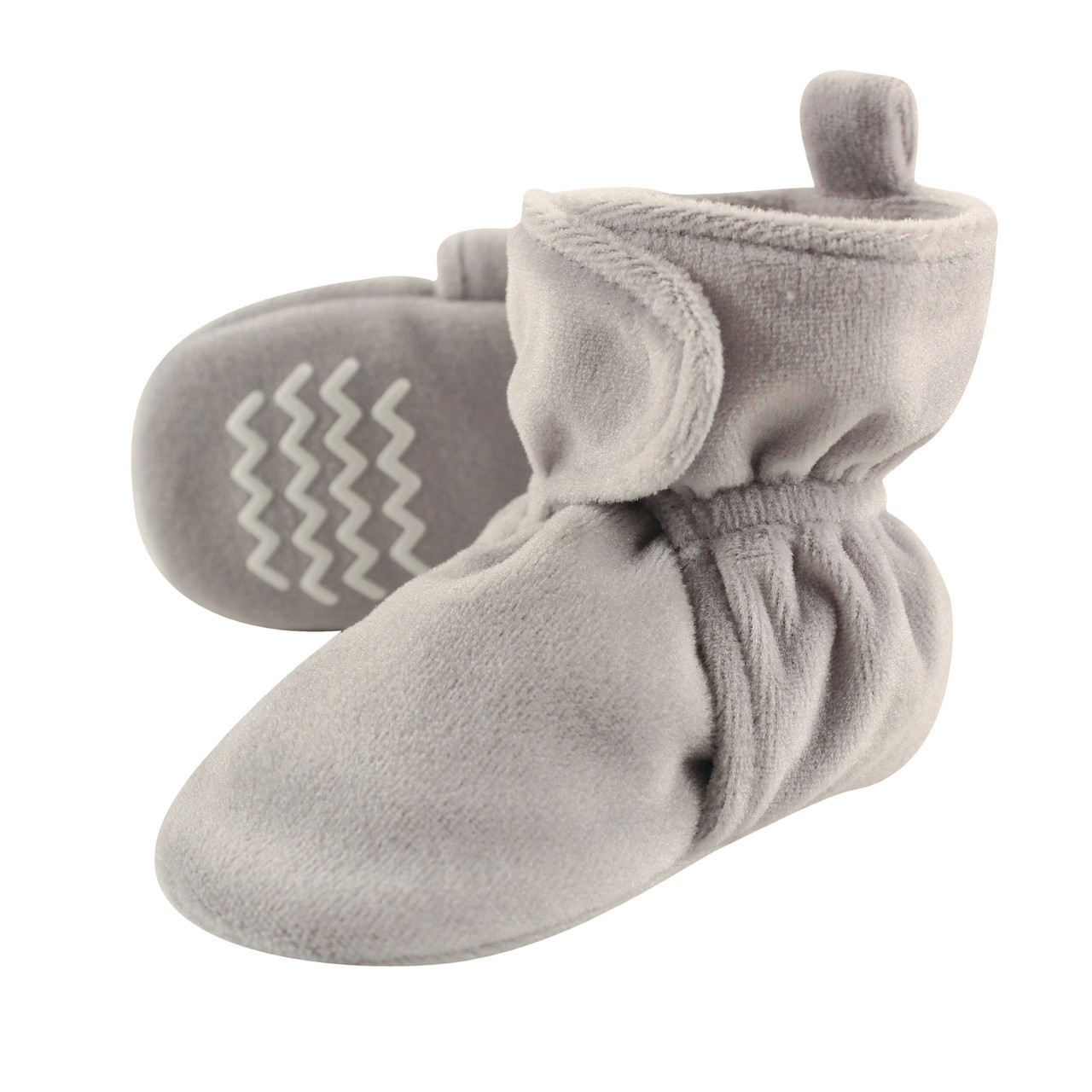 Hudson Baby Velour Scooties With Non Skid Bottom Gray Baby And