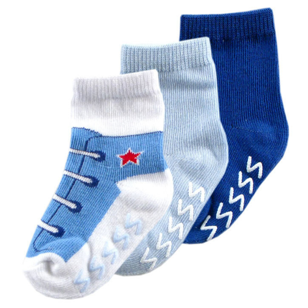 Luvable Friends Shoe Socks, 3-Pack, Blue Star | Baby and Toddler ...