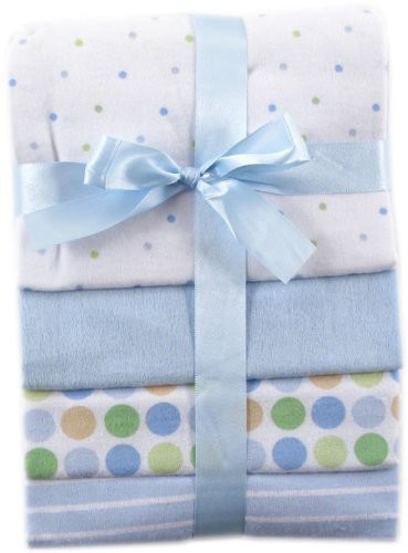 Luvable Friends Cotton Flannel Receiving Blankets, Blue Stripes