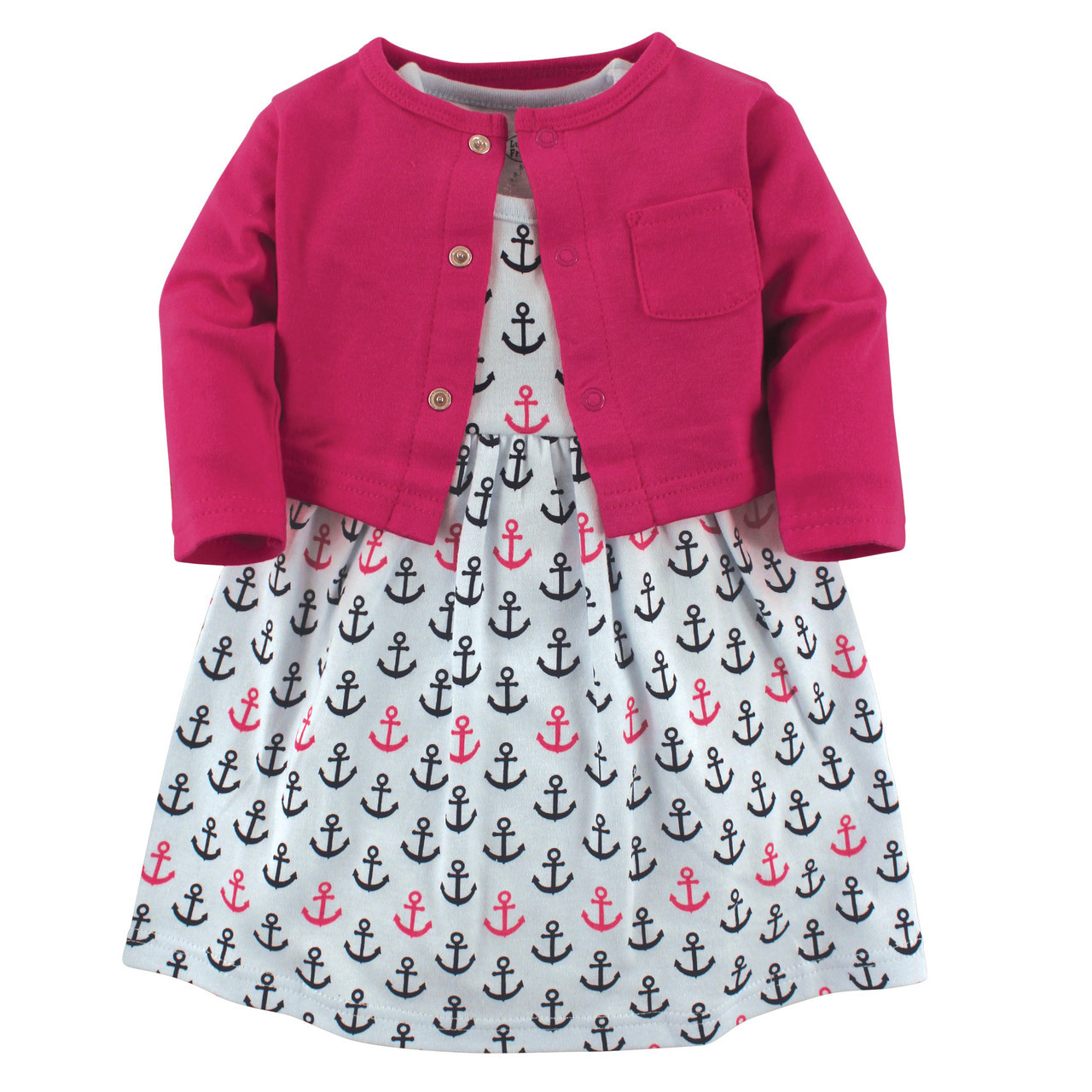 Luvable Friends Cardigan And Dress Set Anchors Baby And Toddler