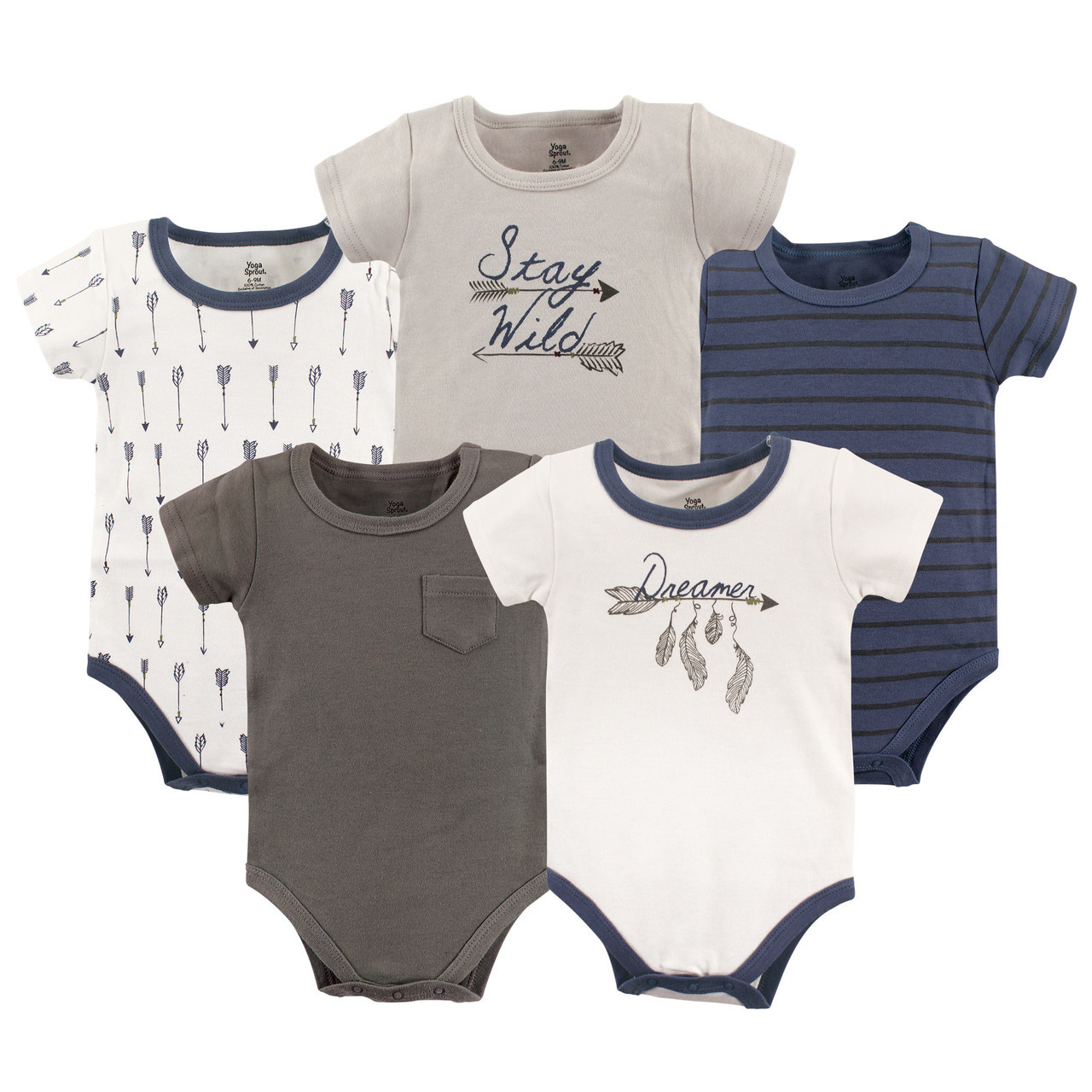 Yoga Sprout Cotton Bodysuits Arrows