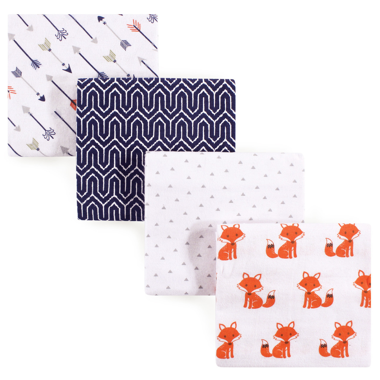 Hudson Baby Flannel Receiving Blankets, 4Pack, Foxes Baby and
