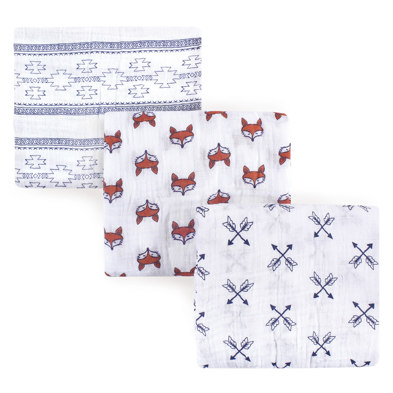 Yoga Sprout Muslin Swaddle Blankets 3 Pack Fox Baby And
