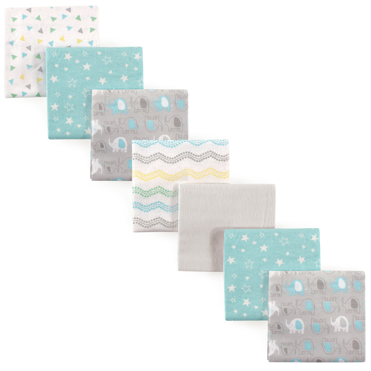 Luvable Friends Cotton Flannel Receiving Blankets, Basic Elephant