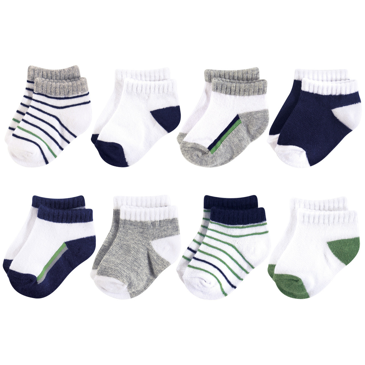 Yoga Sprout No Show Socks, 8-Pack, Orange and Charcoal