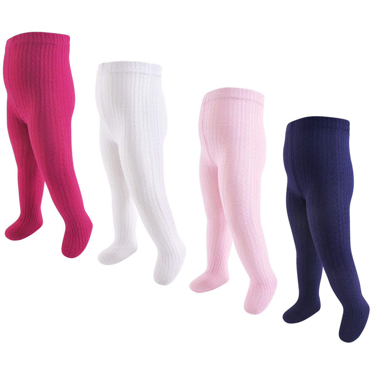Hudson Baby Cable Knit Tights, 4-Pack, Navy and Pink