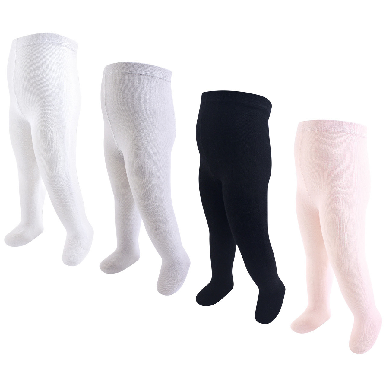 Hudson Baby Cotton Tights, 4-Pack, Light Pink and Black
