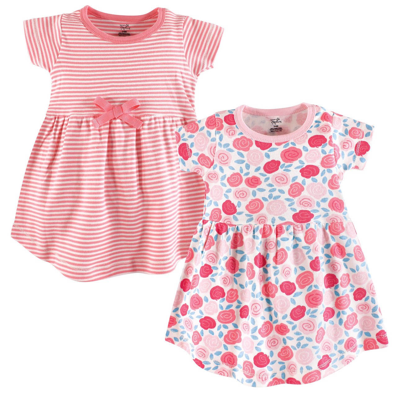 Touched by Nature Organic Cotton Short-Sleeve and Long-Sleeve Dresses, Baby  Toddler Rosebud Short Sleeve