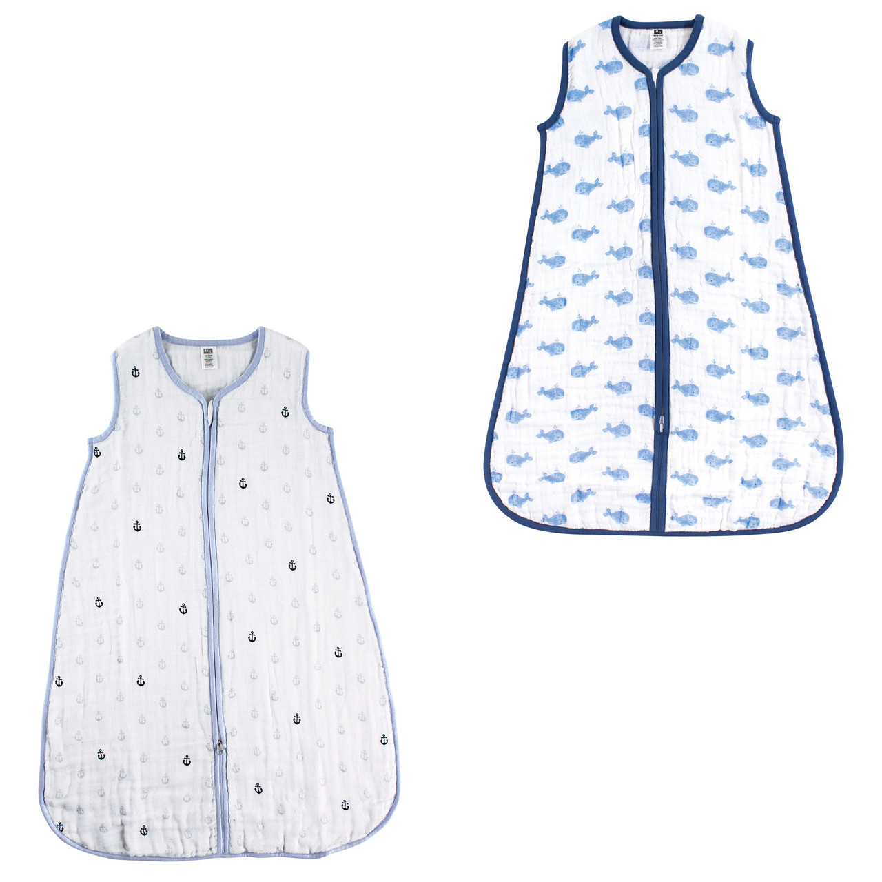 Hudson Baby Safe Sleep Wearable Muslin Sleeping Bag 2 Pack Blue