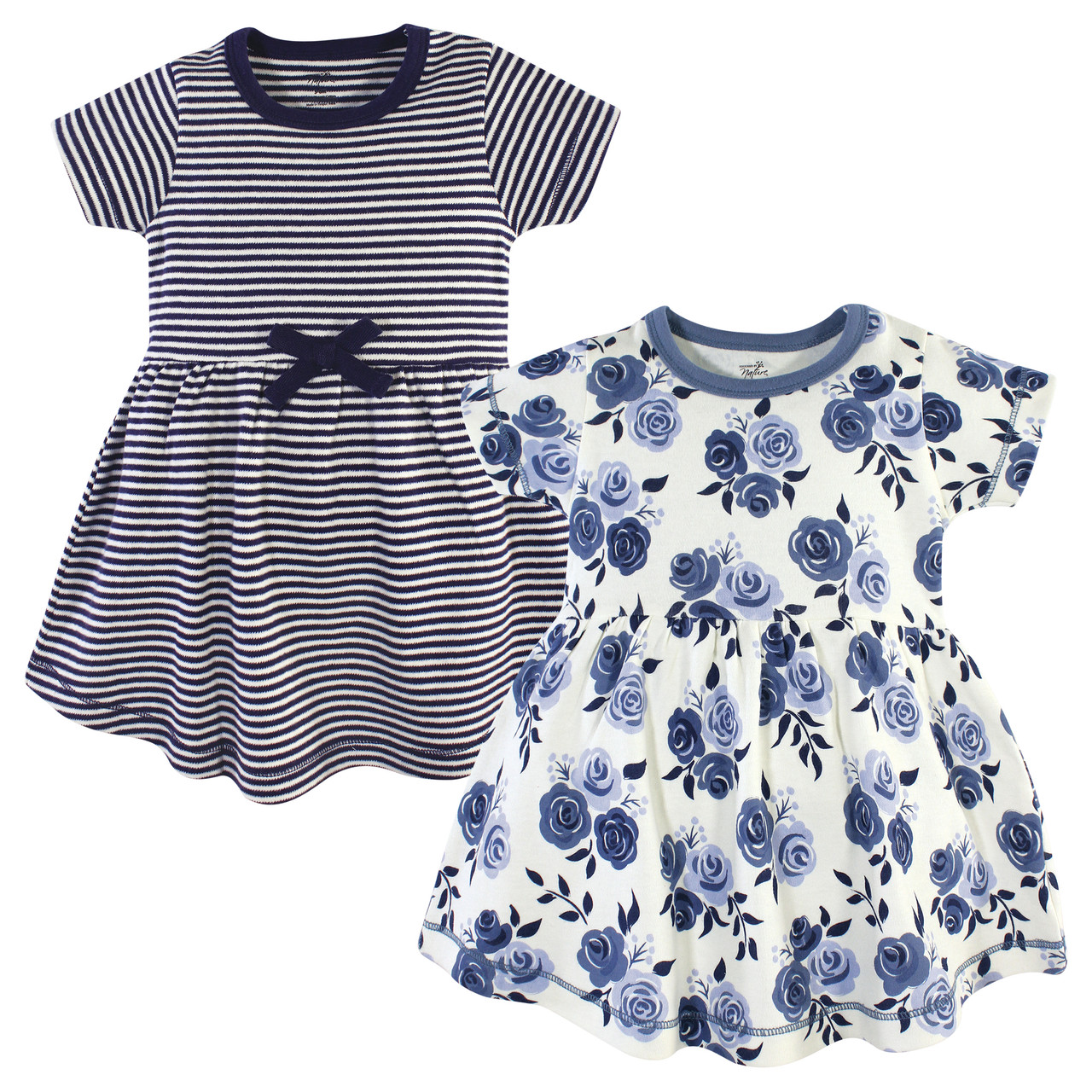 Touched By Nature Organic Cotton Dress Navy Floral 2 Pack Baby