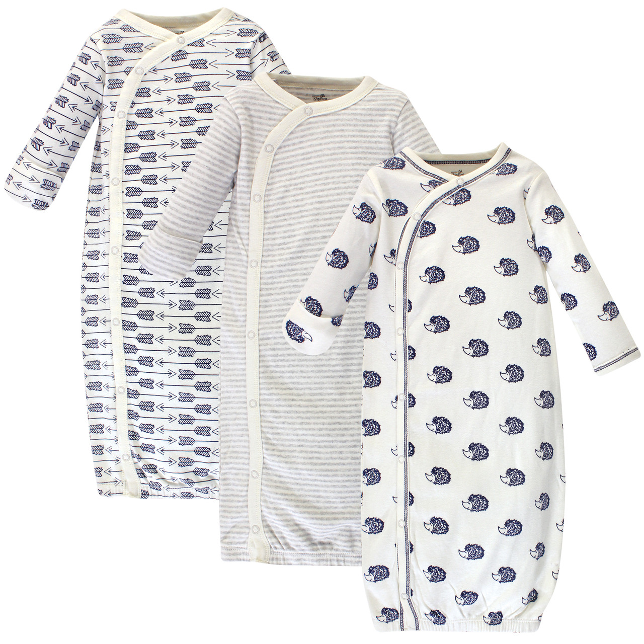 Touched By Nature Organic Kimono Gown 3 Pack Hedgehog Baby And