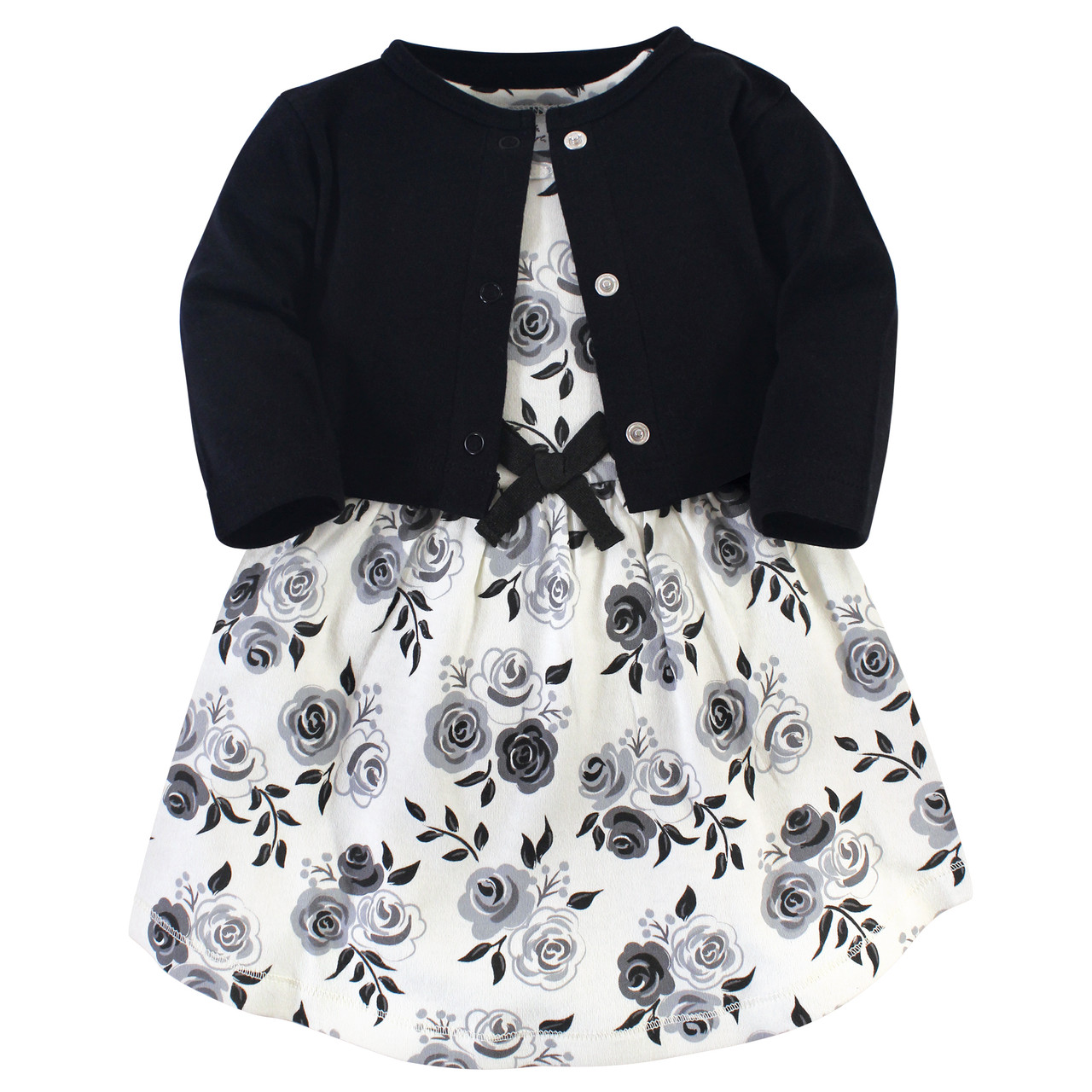 Touched By Nature Organic Dress And Cardigan Black Floral Baby