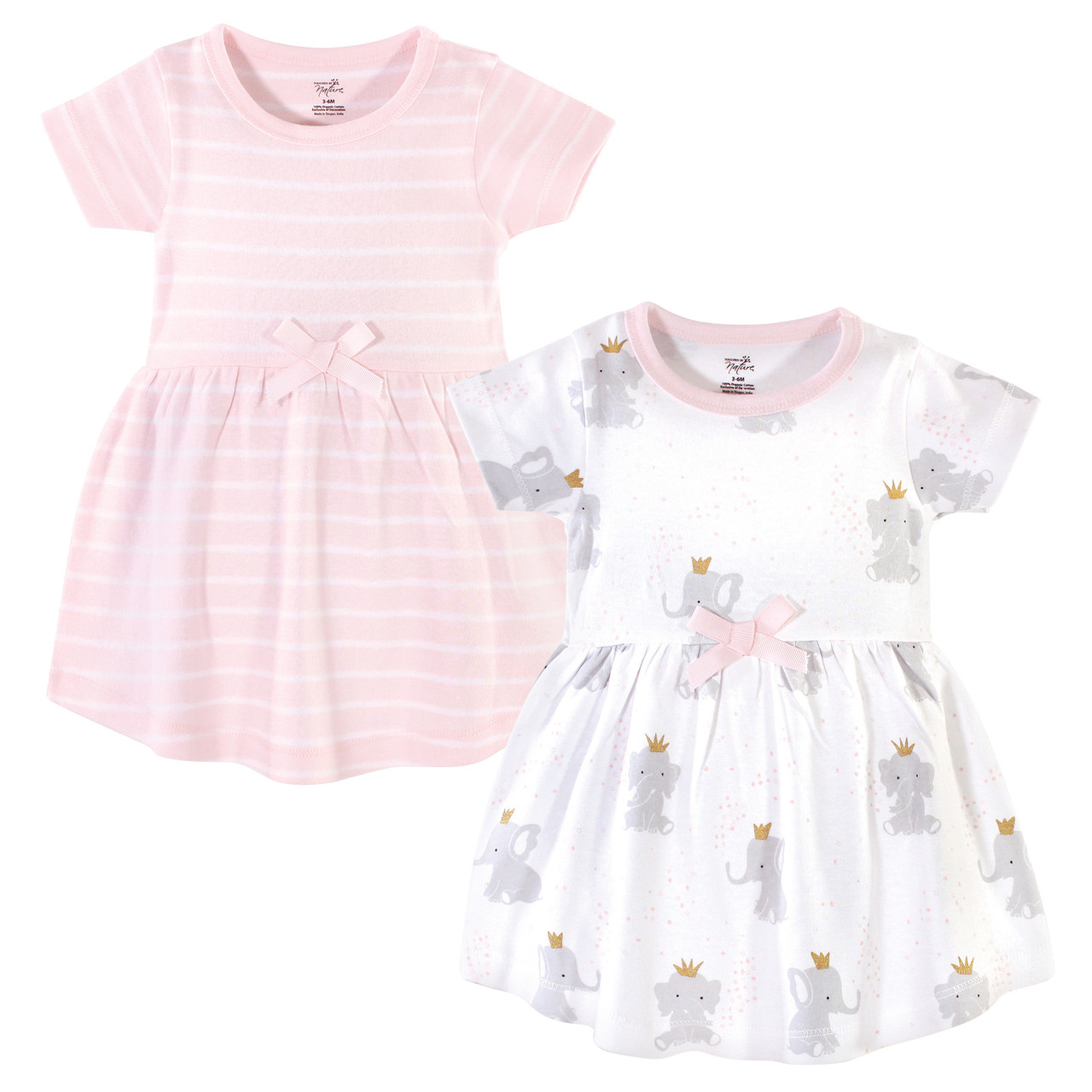 Hudson Baby Toddler Dress 2 Pack Elephant Princess Baby And