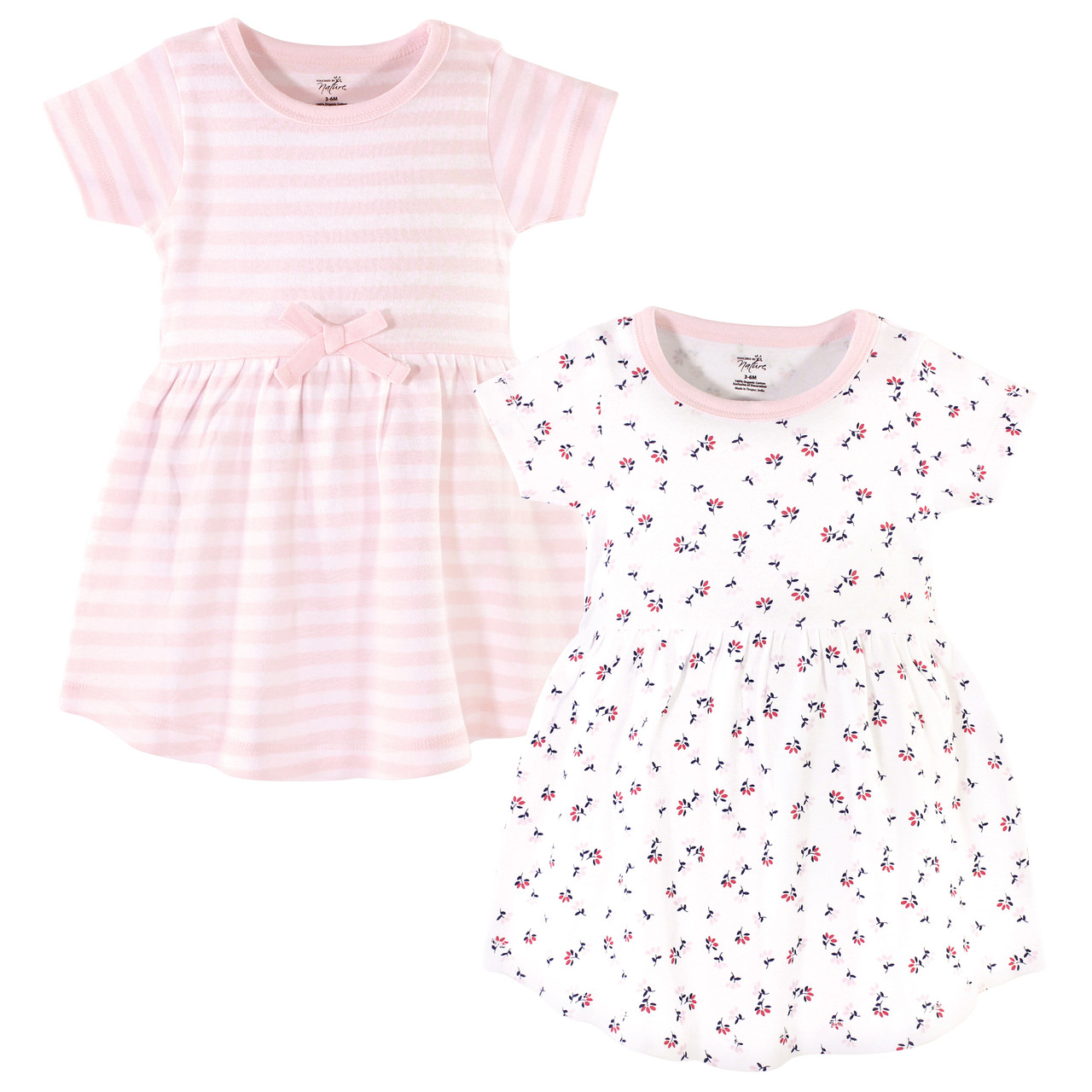 Touched By Nature Toddler Organic Cotton Dress 2-Pack, Tiny Flowers ...