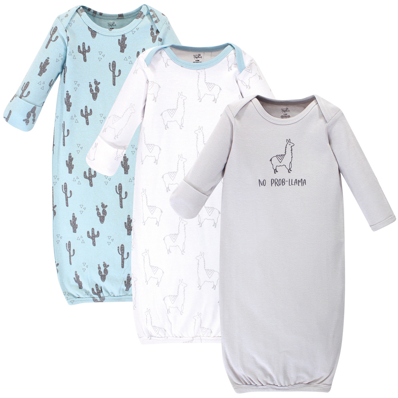 Touched By Nature Organic Gowns 3 Pack Llama Baby And Toddler