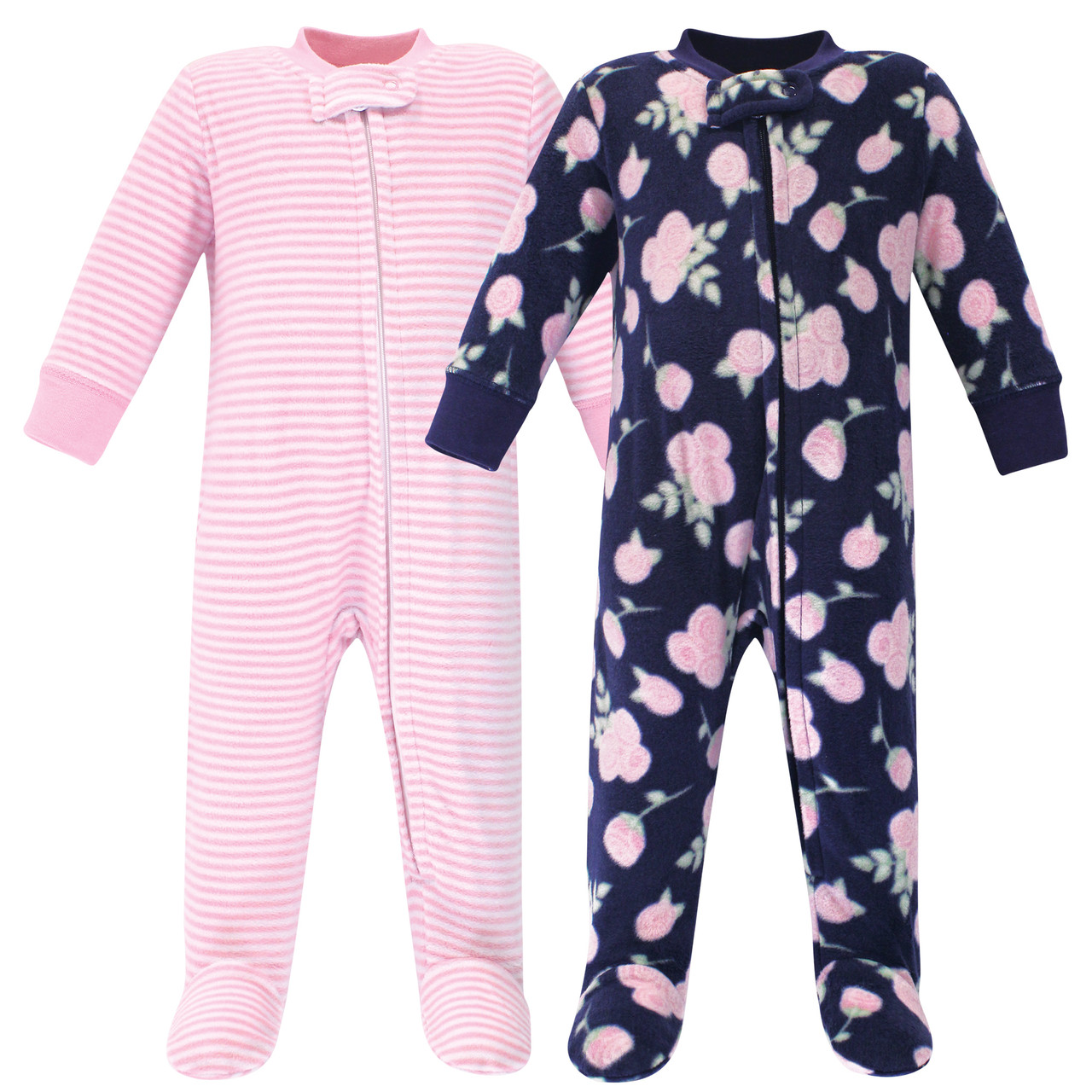 Hudson Baby Fleece Sleep And Play 2 Pack Navy Rose Baby And