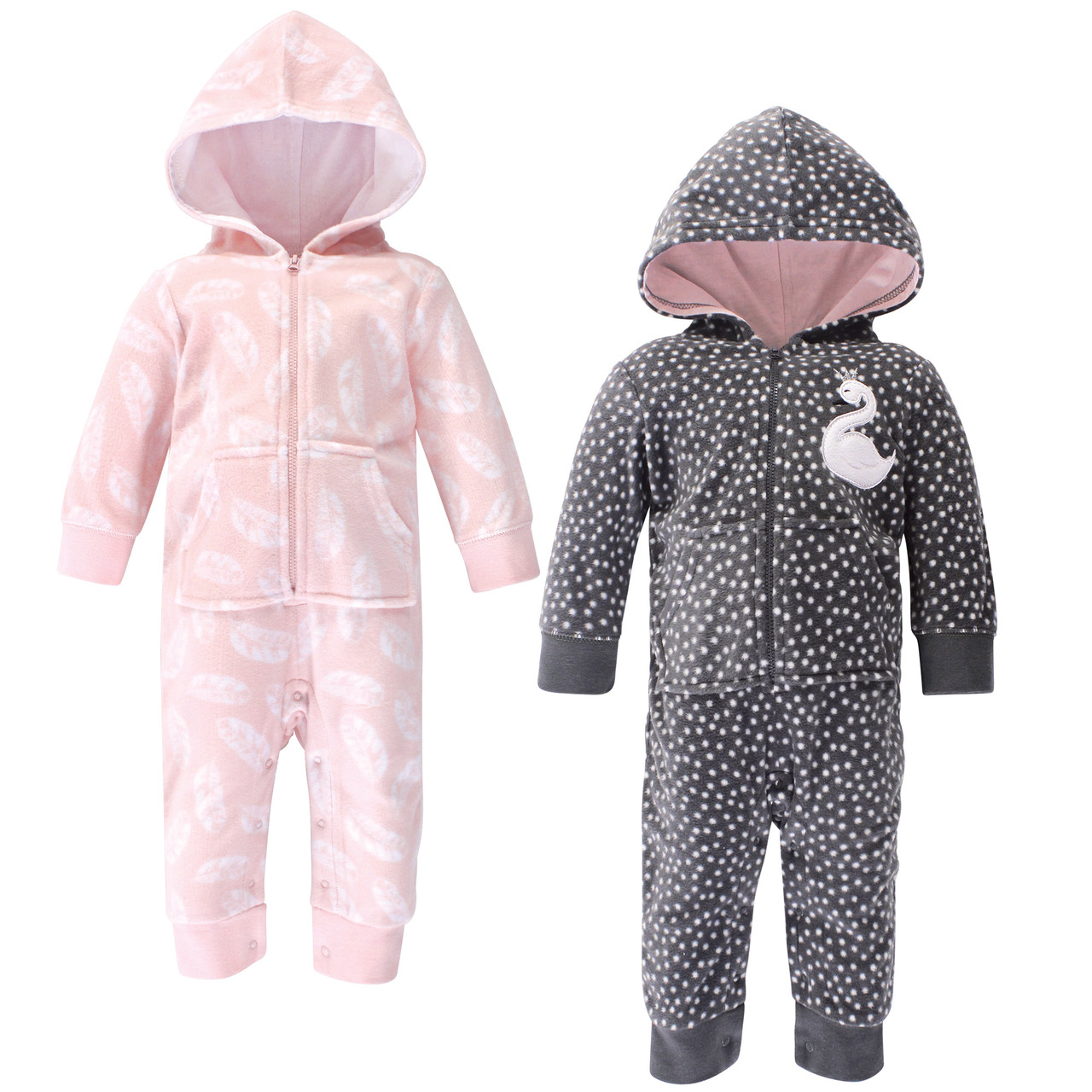 Hudson Baby Fleece Union Suits 2 Pack Swan Baby And Toddler