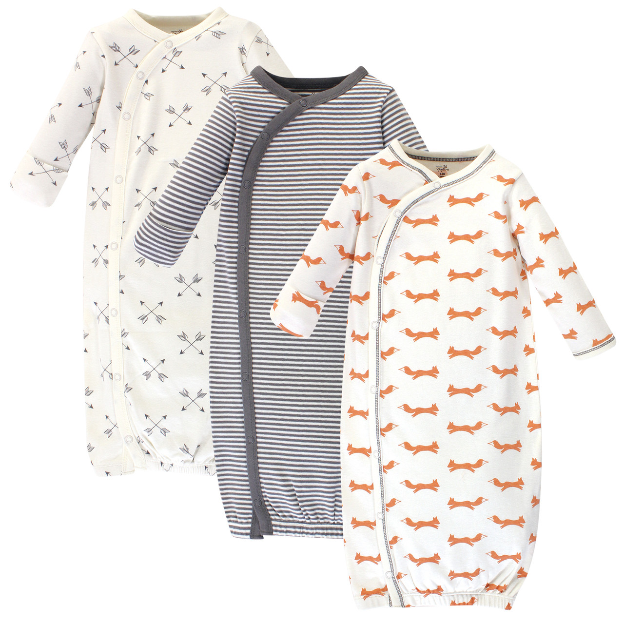 Touched By Nature Organic Kimono Gown 3 Pack Fox Baby And
