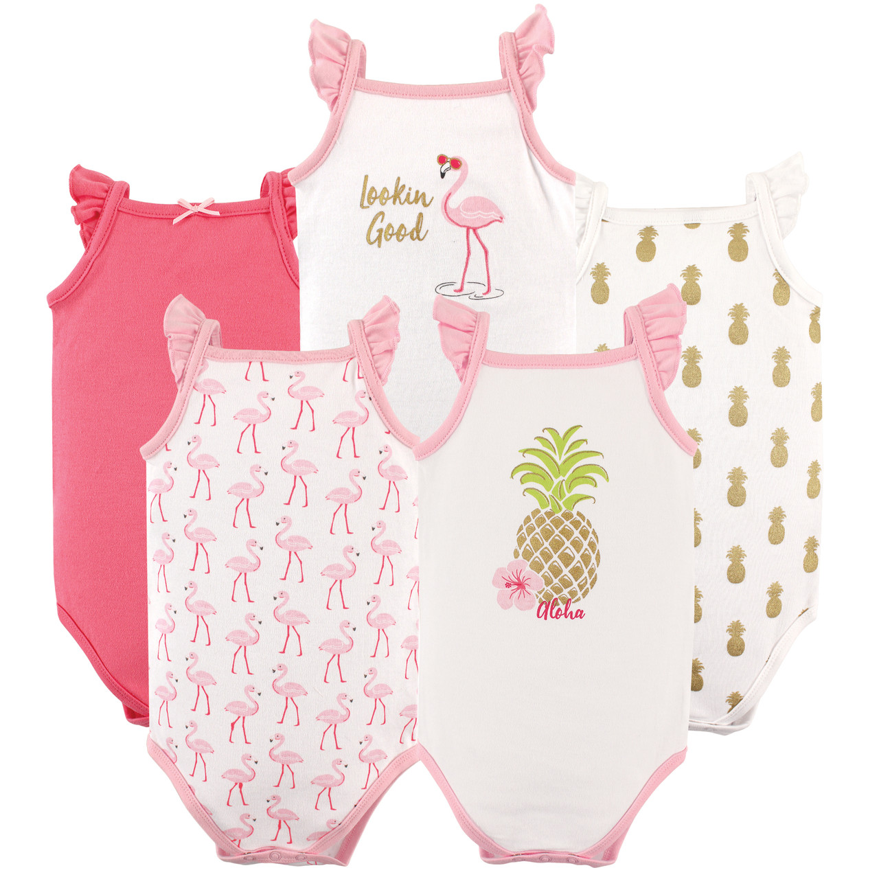 Hudson Baby Sleeveless Bodysuits 5 Pack Girl Pineapple Baby