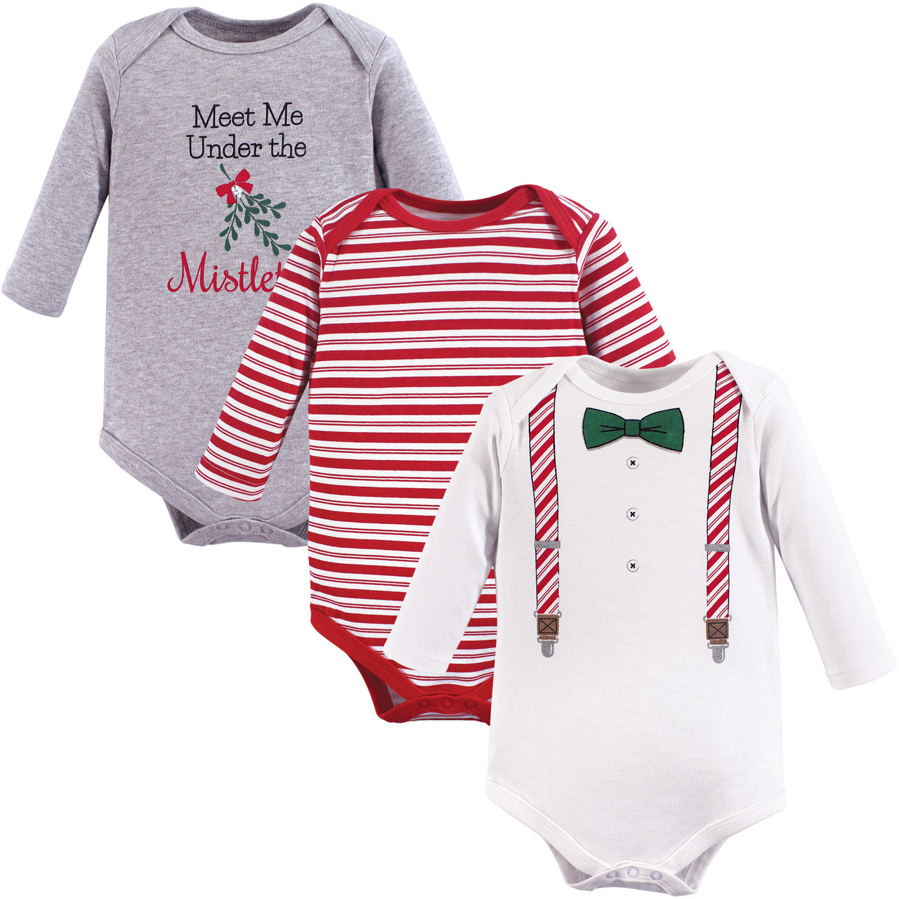 Christmas Suspenders 3-Pack Little Treasure Boy Cotton Bodysuits
