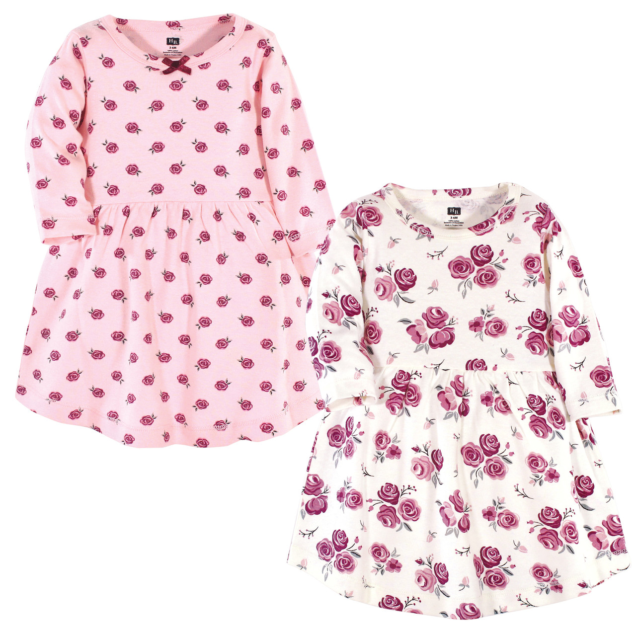 Hudson Baby Girl Toddler Long Sleeve Dress 2pk Rose Hudson