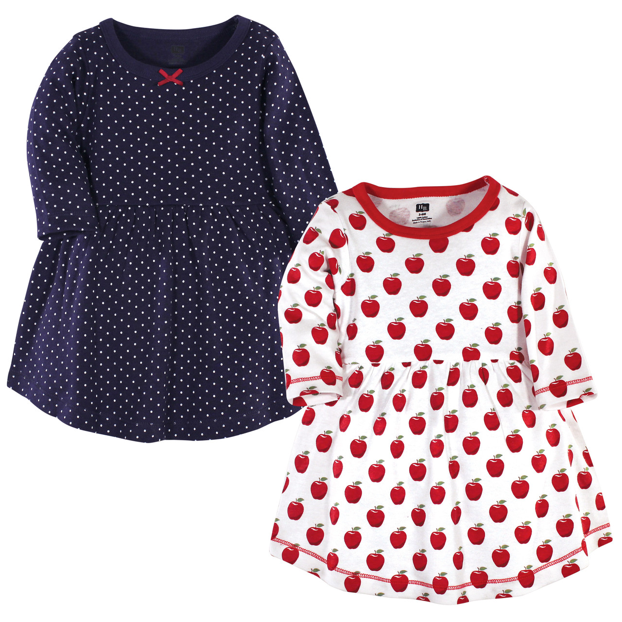 Hudson Baby Baby Long Sleeve Dress 2-Pack, Apple - Hudson Childrenswear