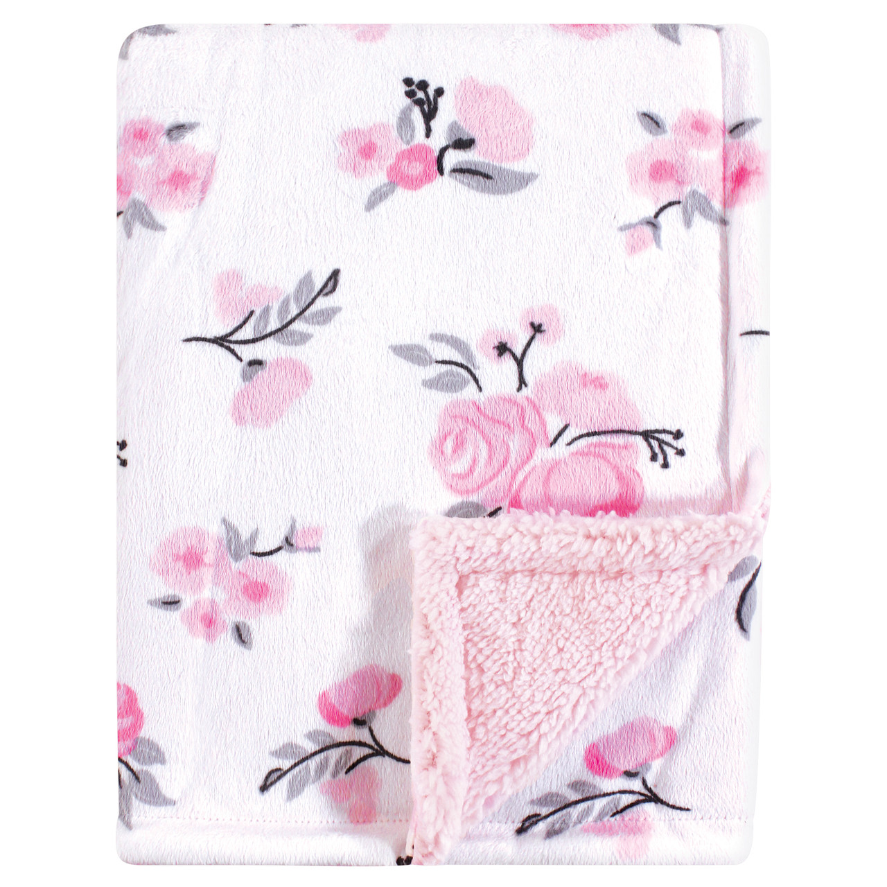 Hudson Baby Mink Blanket with Sherpa Backing Floral Hudson